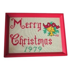 Vintage 1979 Christmas Cross-Stitch Decor